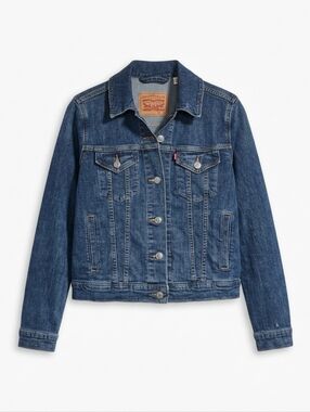 Levi's Women’s Original Trucker Denim Jacket Dark Wash Blue Jeans Red Tab Size S